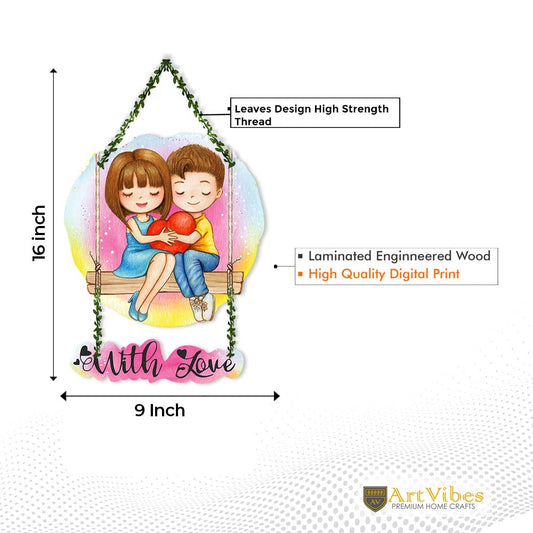 Artvibes Cute Couple Wall Hanging For Home Decor | Couple Gifts | Valentine Decor Items