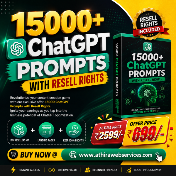 15000+ ChatGPT Prompts with Resell Rights