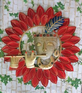 AHN Pranjals House Metal Religious Kanha Playing Flute Wall Hanging 23 inches For Home Decoration athira web services