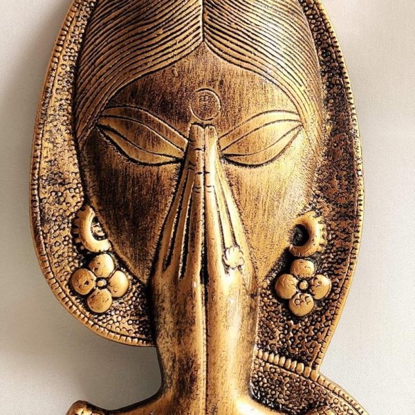 Akriti Brass Art Wares Welcome Namaste Lady Metal Hanging Religious Metal Wall Decor Showpiece Hanging Entrance Gate Decor athira web services