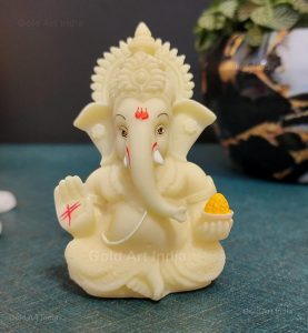 Gold Art India Ivory Ganesha Idol for Car Dashboard athira web services