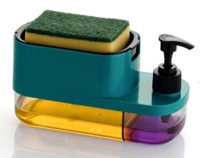 MARKWELL Plastic 3 in 1 Soap Pump Dispenser Dish Soap Liquid Dispenser Sponge Holder