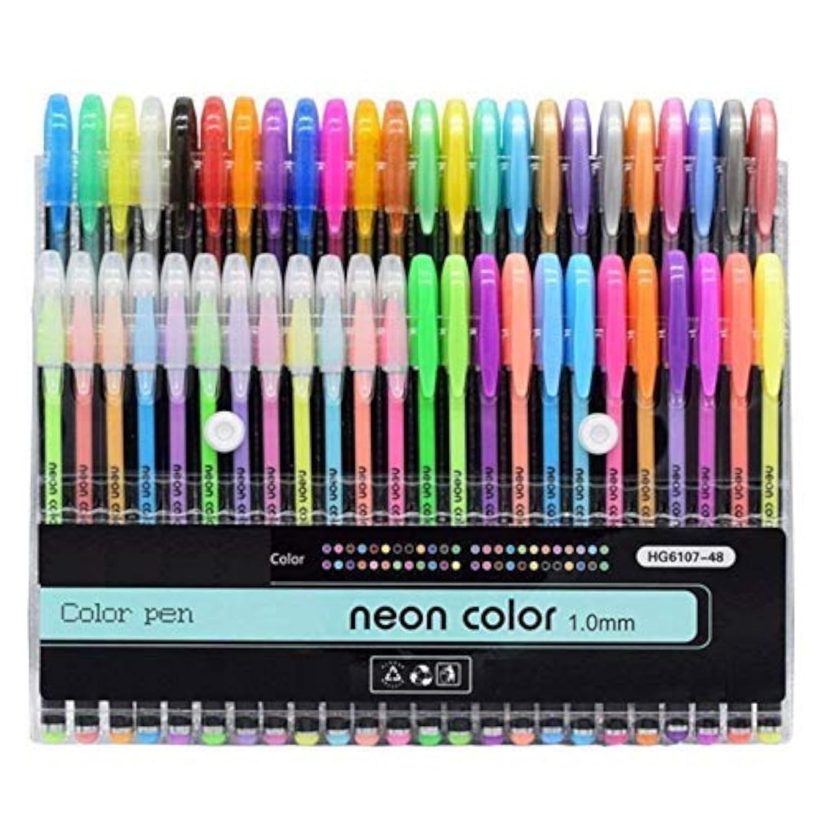 Qatalitic Set of 48 Neon Gel Pens consisting Fluorescent, Metallic, Glitter, and Pastel Colour pens for DIY Art & Crafts athira web services