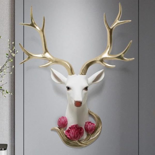 ZOVE Metal Luxury Wall Mounted Deer Head Wall Hanging Home Decoration Perfect for Living Room athira web services 1