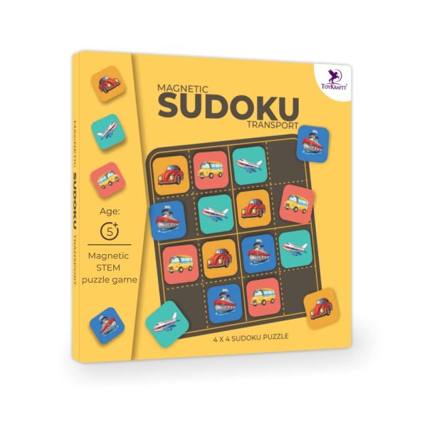 PELIKAS TOYZ Sudoku Mind Games Children, Puzzles for Kids 5 to 7 Years Old, Games for Kids for Age 5 to 7, Gifts for Boys Girls, Magnalogix Learning Magnetic Toys, Sudoku Junior Transport