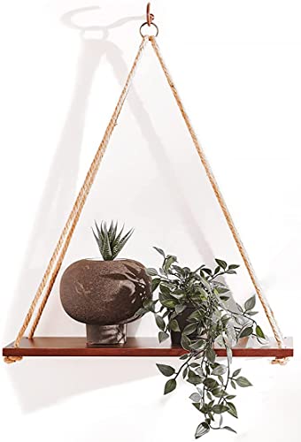 UHUD CRAFTS Hanging Shelves - Adjustable Rope Hanging Shelf, Wall Hanging Decor, Lightweight, Premium Wooden Shelf
